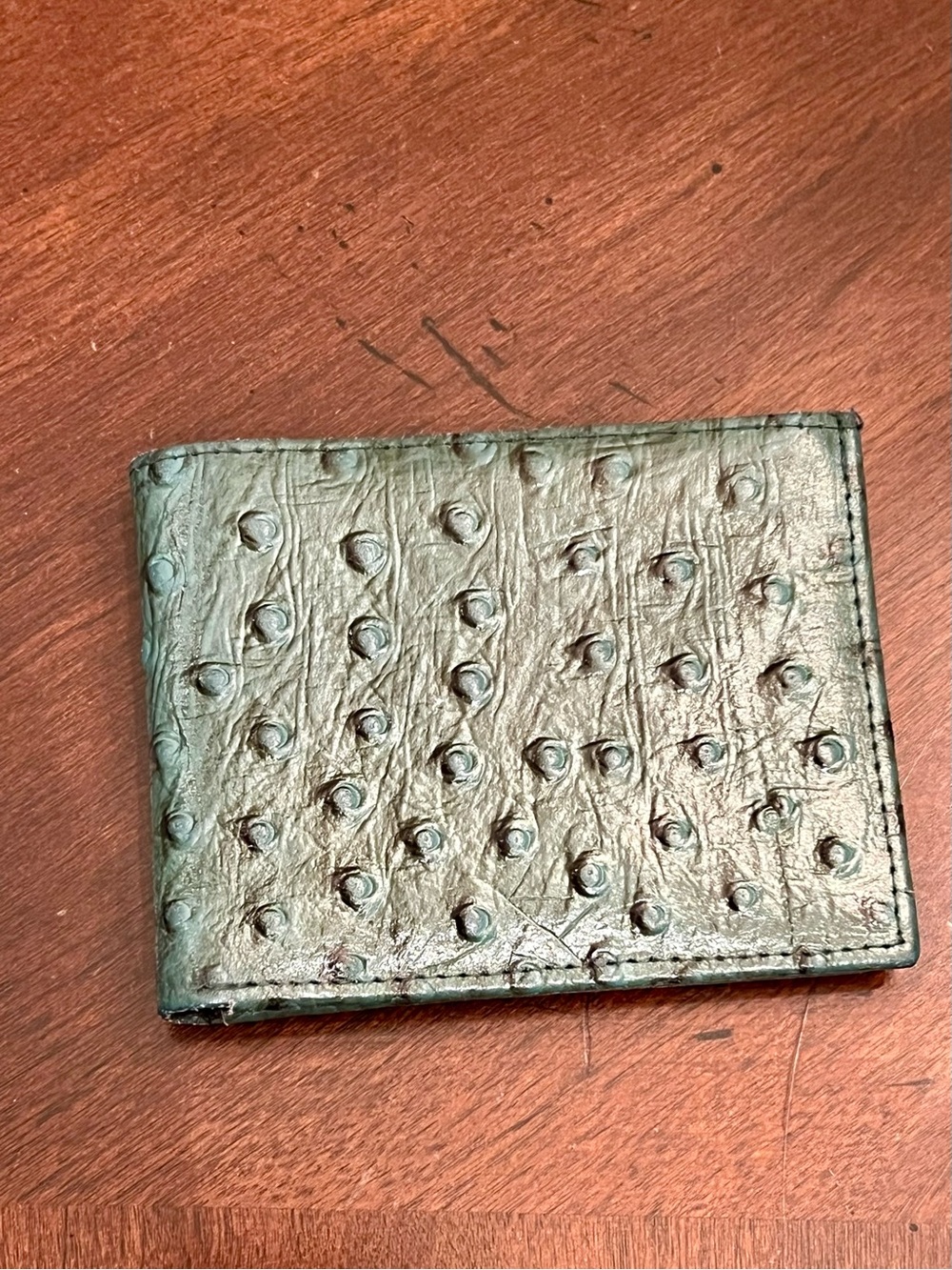 Men's Stud-Textured Bi-Fold Wallet in Dark Green